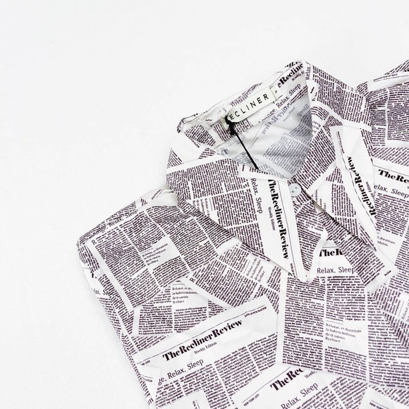 Recliner Newspaper Print Magazine Pajama Top SZ S - Picture 4 of 11